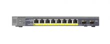 GS110TP-100NAS NetGear ProSafe 8-Ports 10/100/1000Mbps Gigabit PoE Smart Switch with 2 Gigabit Fiber SFP Ports (Refurbished)