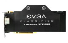 03G-P3-1599-RX EVGA Geforce GTX 590 Classified Hydro Copper 3GB 768-Bit GDDR5 PCI Express 2.0 3x DVI/ Mini-Display Port/ Ready SLI Support Video Graphics Card